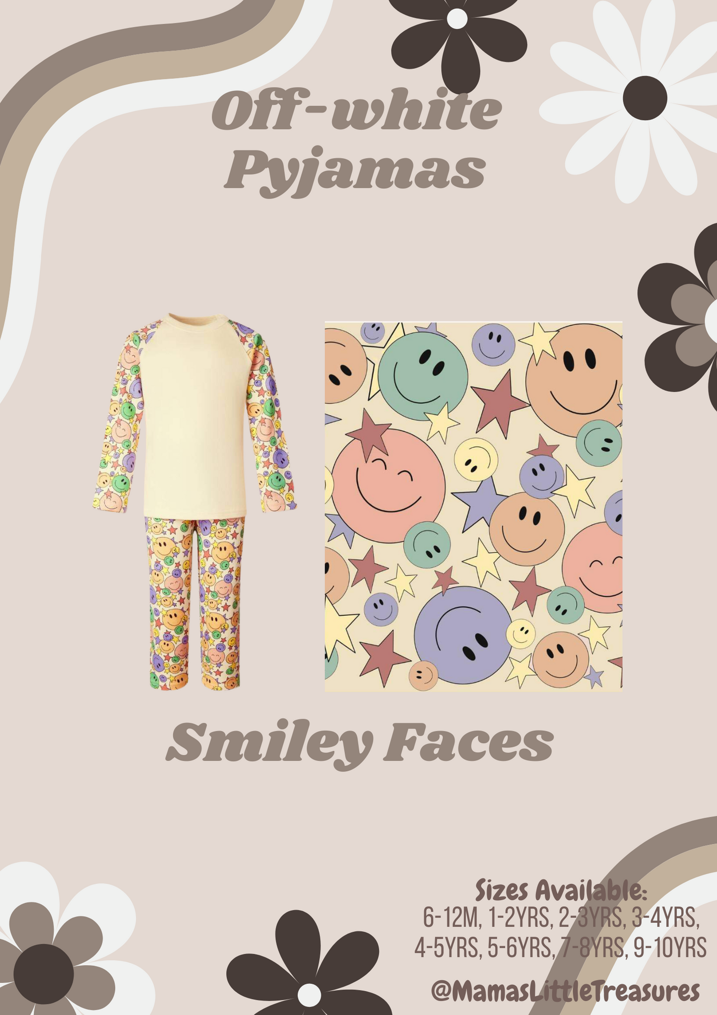 Beige Smiley Faces Personalised Children's Pyjamas
