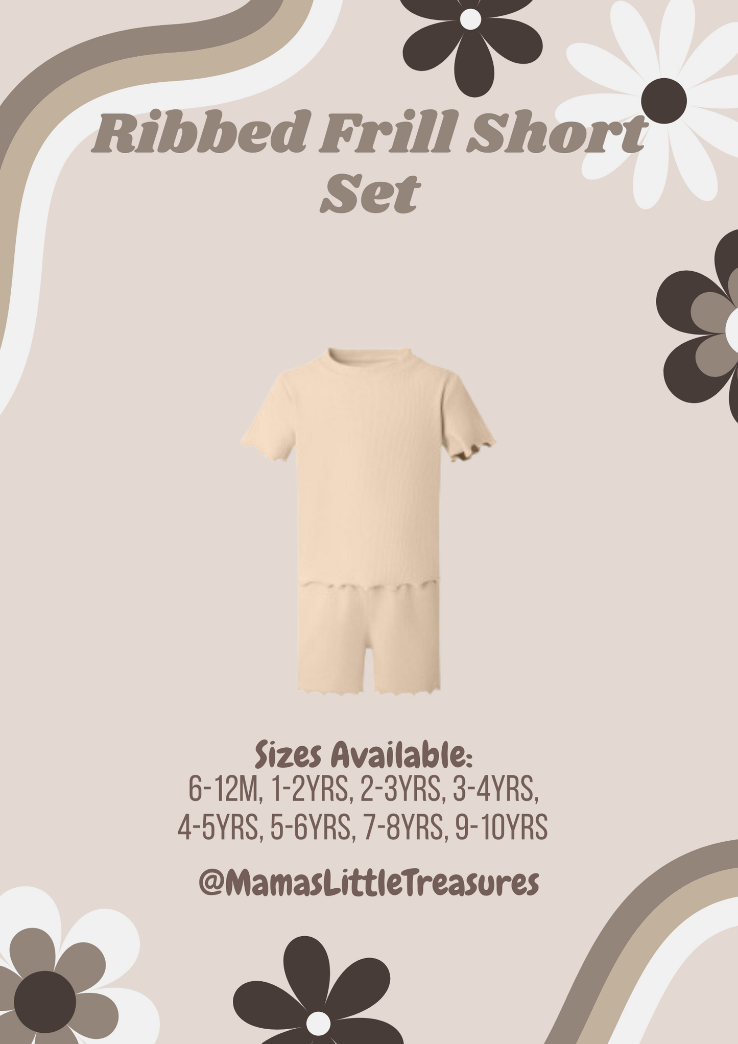 Nude Ribbed Frill T-shirt & Short Set Personalised