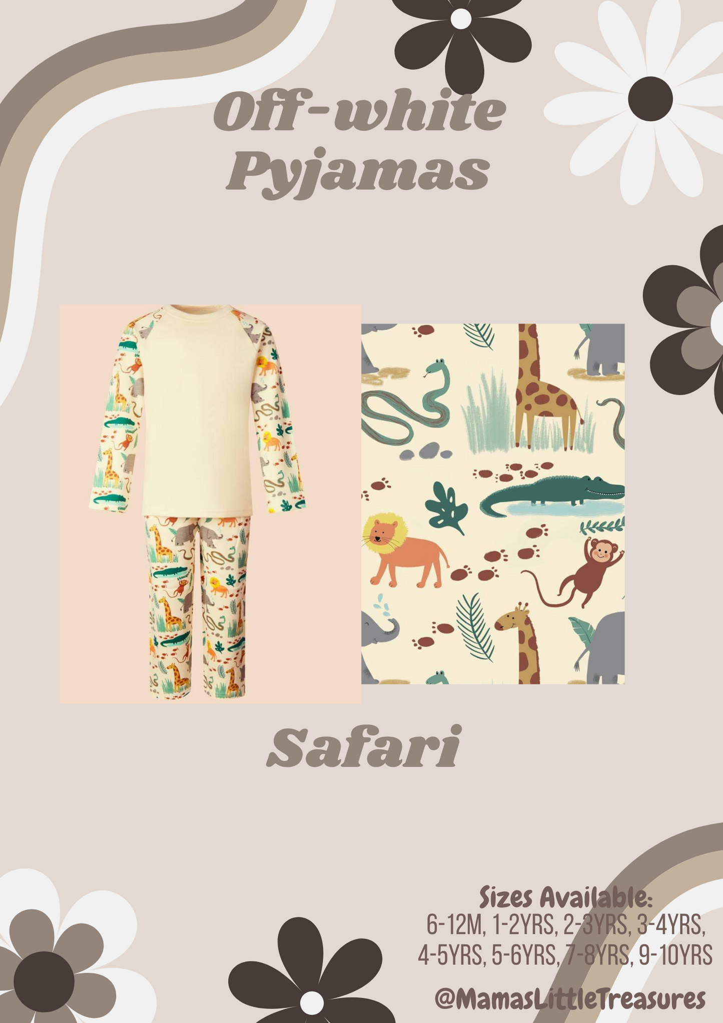 Beige Safari Personalised Children's Pyjamas