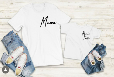 Mothers Day Mama Bestie Matching T-shirt set White