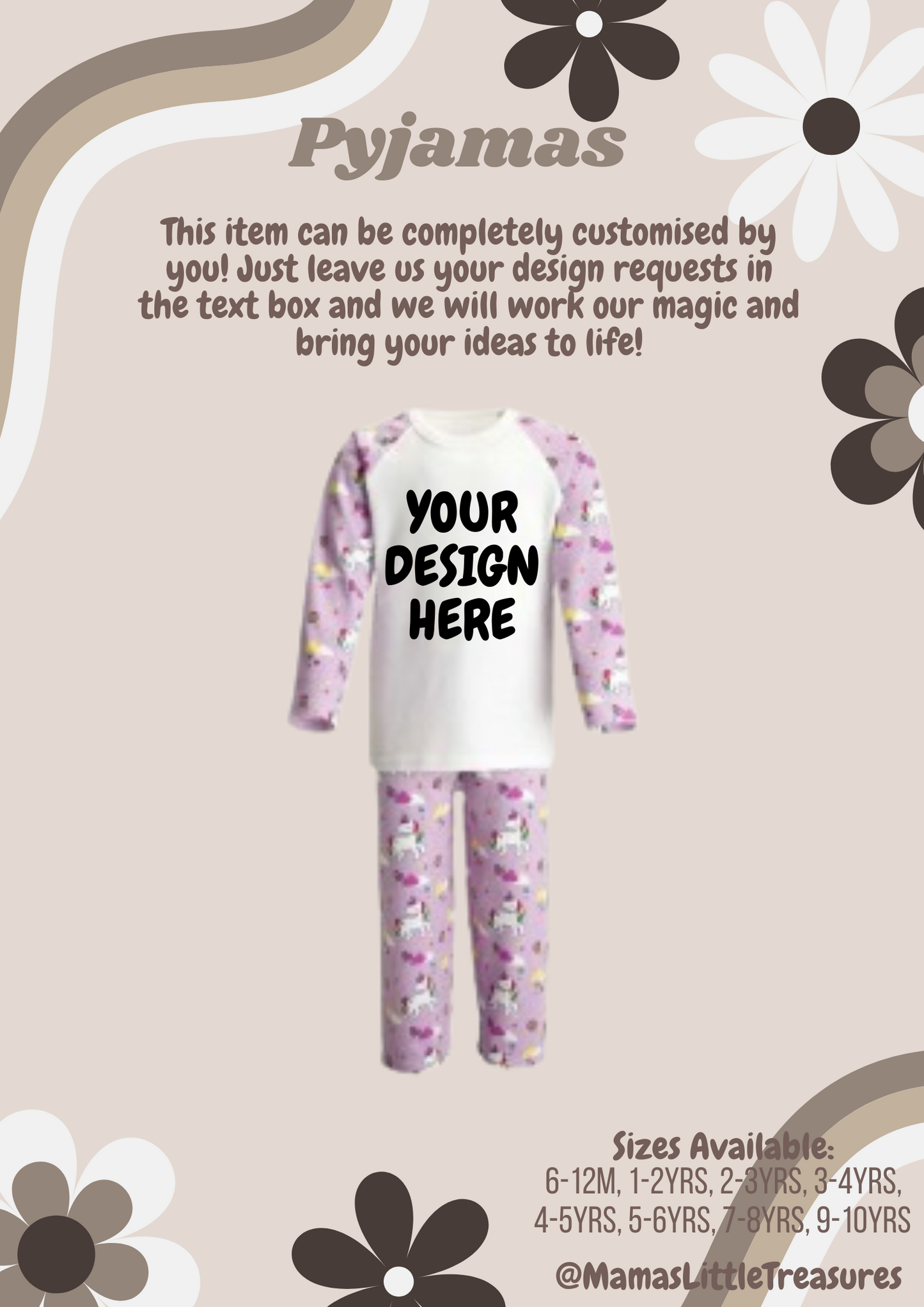 Unicorn Print Personalised Children's Pyjamas