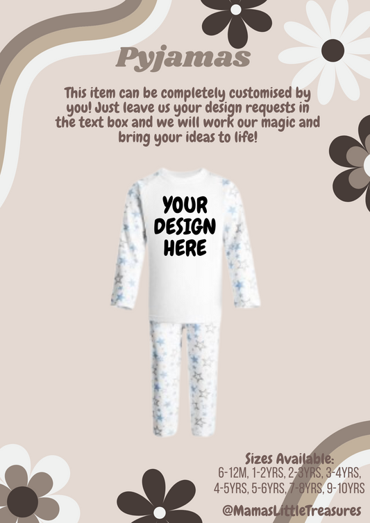 Blue Star Print Personalised Children's Pyjamas