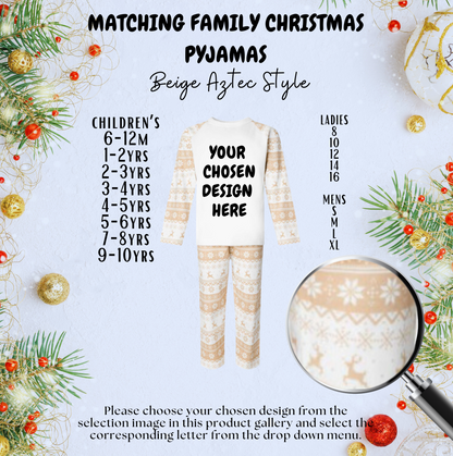 Beige Aztec Christmas Family Pyjamas