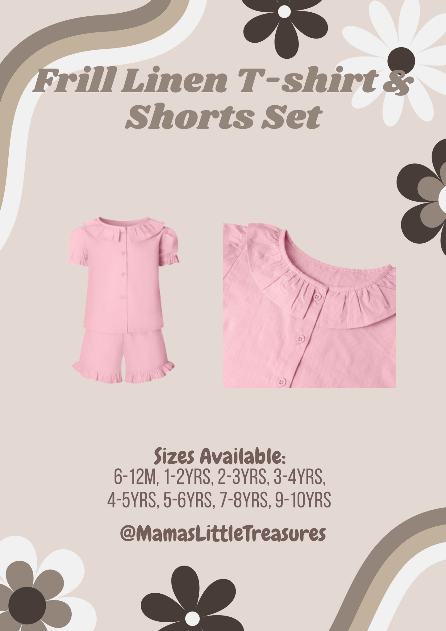 Pastel Pink Frill Linen T-shirt & Short Set