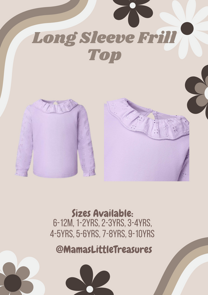 Pastel Purple Anglaise Long Sleeve Frill Top