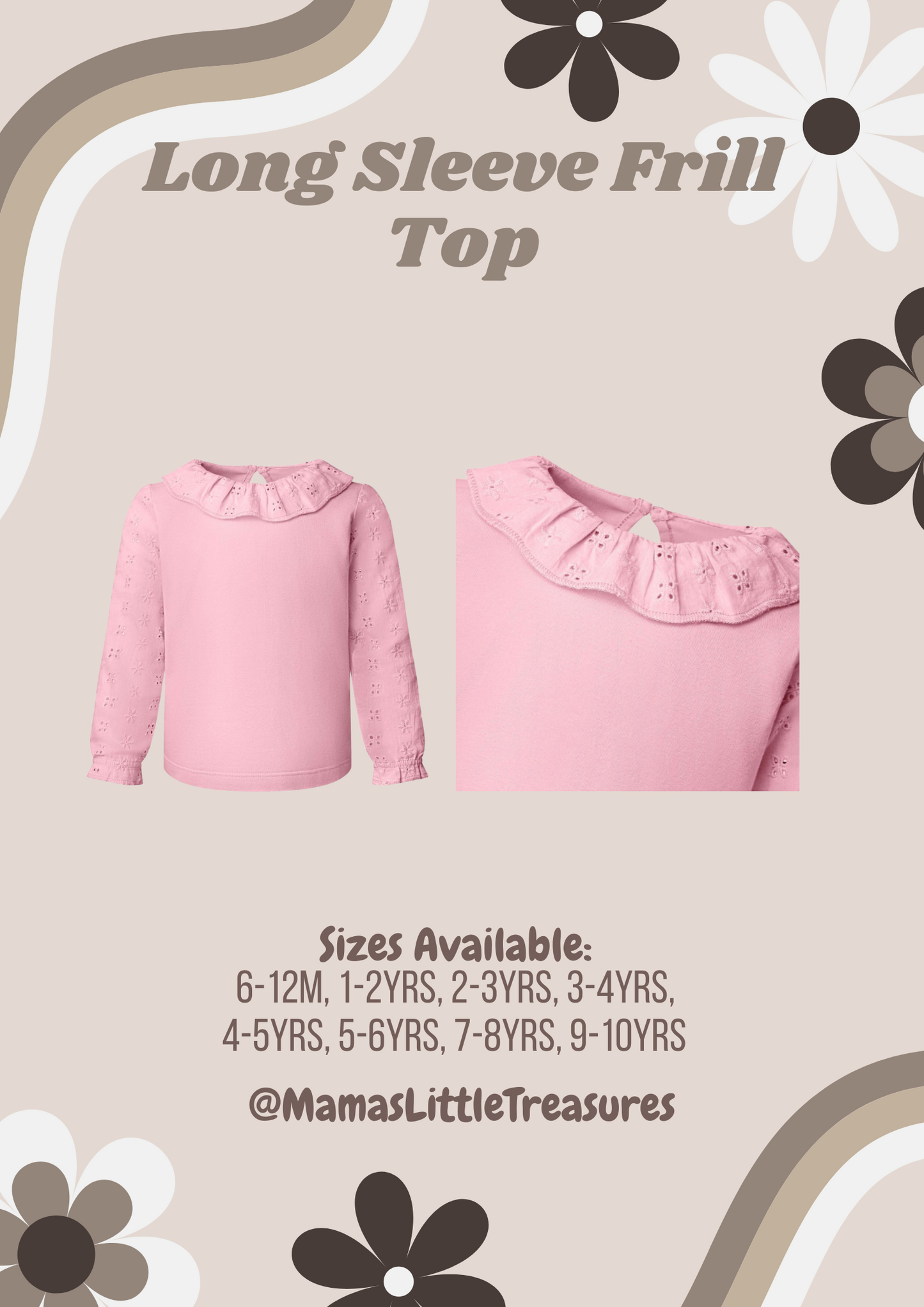 Pastel Pink Anglaise Long Sleeve Frill Top