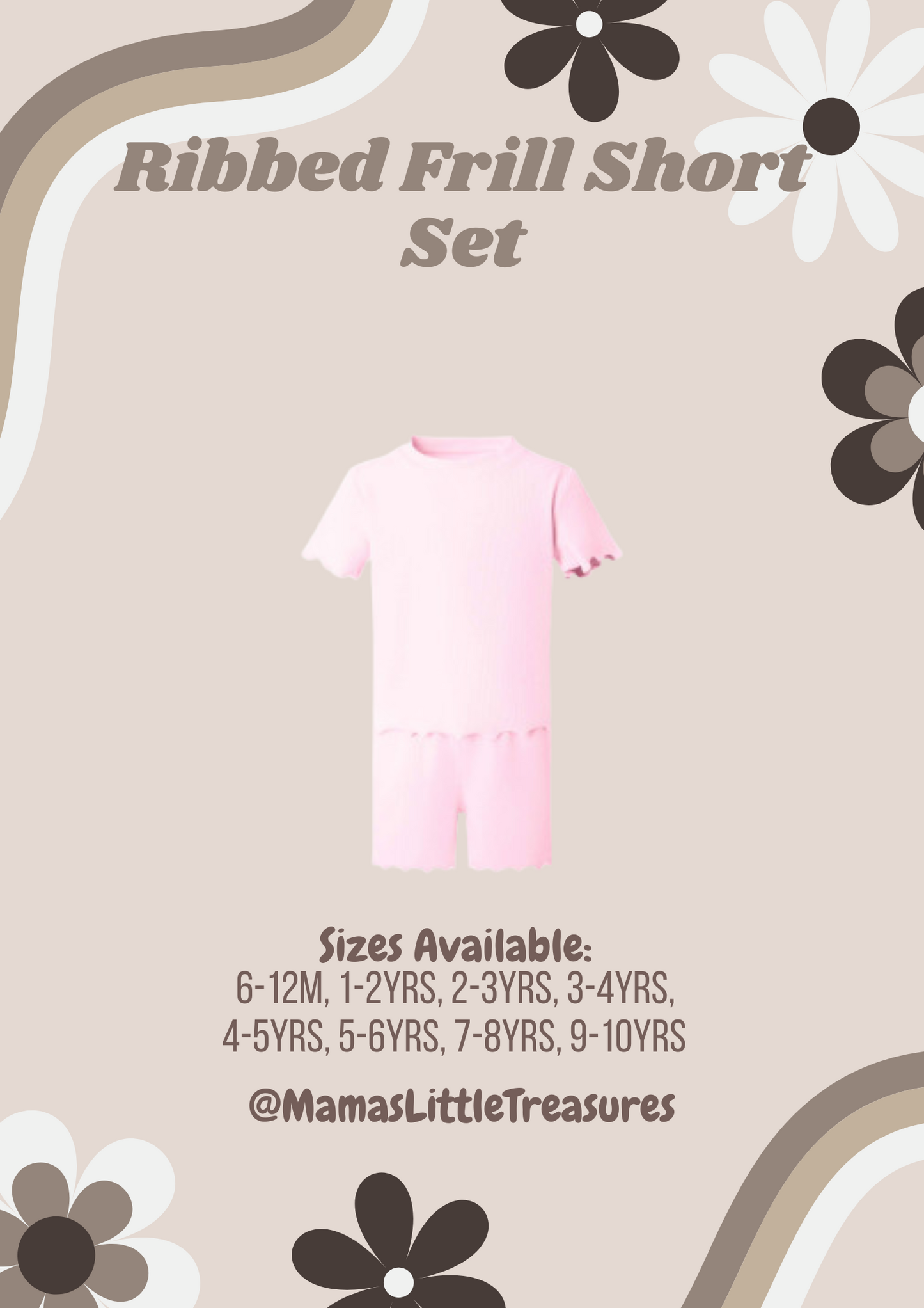 Pastel Pink Ribbed Frill T-shirt & Short Set Personalised