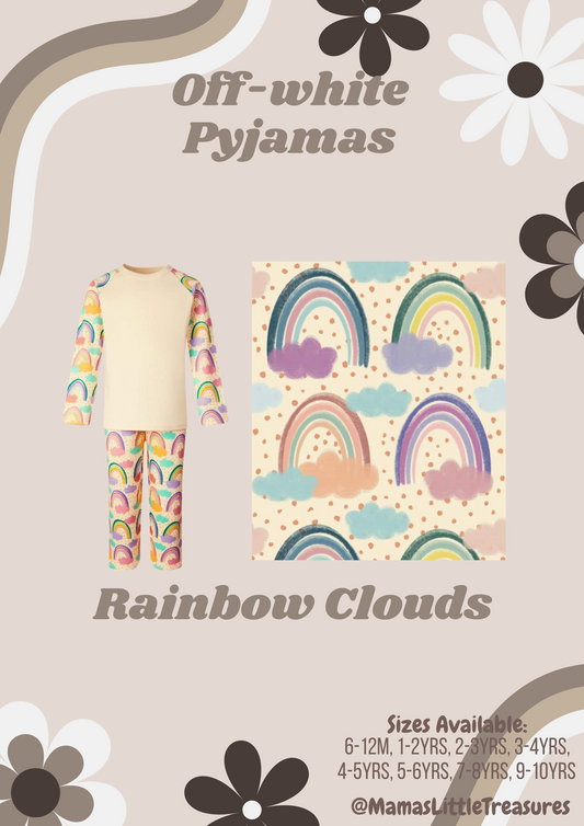 Beige Rainbow Clouds Personalised Children's Pyjamas