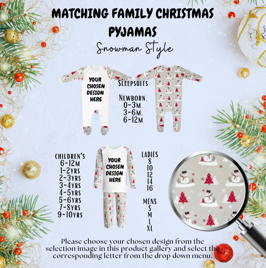 Snowman Christmas Family Pyjamas