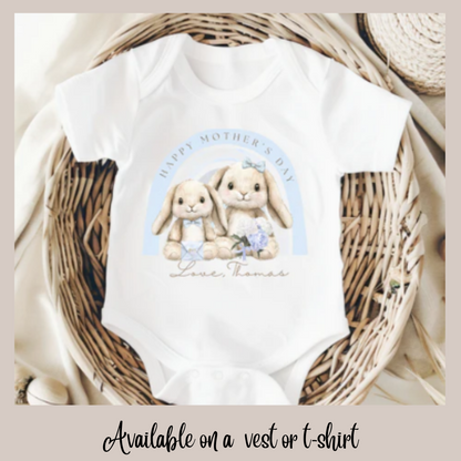 Mothers Day Rainbow Bunnies Baby Vest/ T-shirt