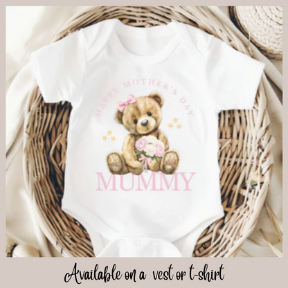 Mothers Day Mummy Bear Baby Vest/ T-shirt