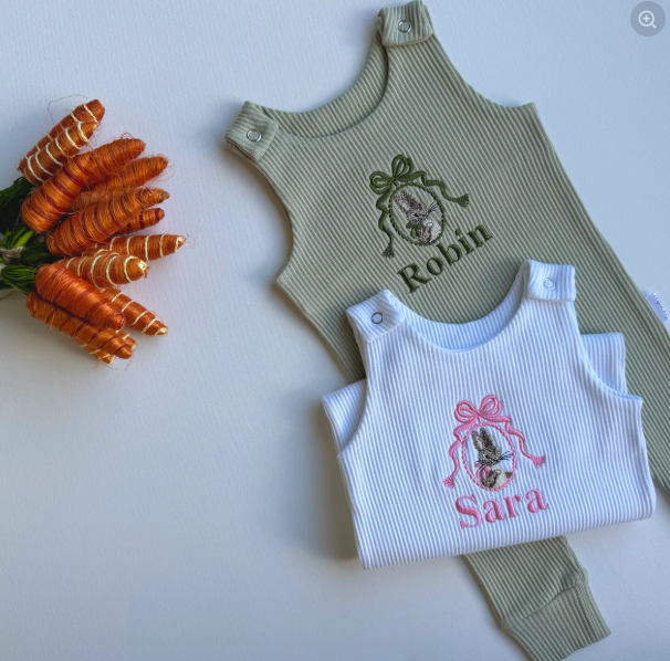 Personalised Embroidered Easter Bunny Dungarees