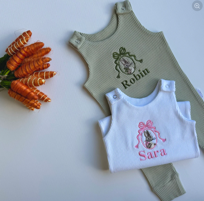 Personalised Embroidered Easter Bunny Dungarees